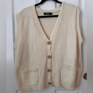 Nasty Gal Cream Button-Up Sweater Vest